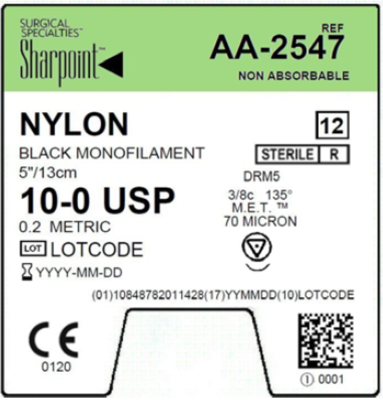 Surgical Specialties Corporation Surgical Specialties Corporation AA-2547 10/0 Nylon Suture Black Supplies reLink Medical