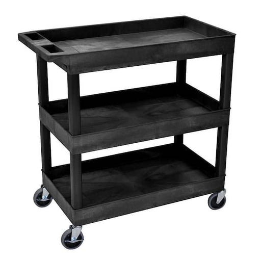 Luxor Luxor EC111-B-OUTRIG Tub Cart Three Shelves Black 35.25" W x 18" D Supplies reLink Medical
