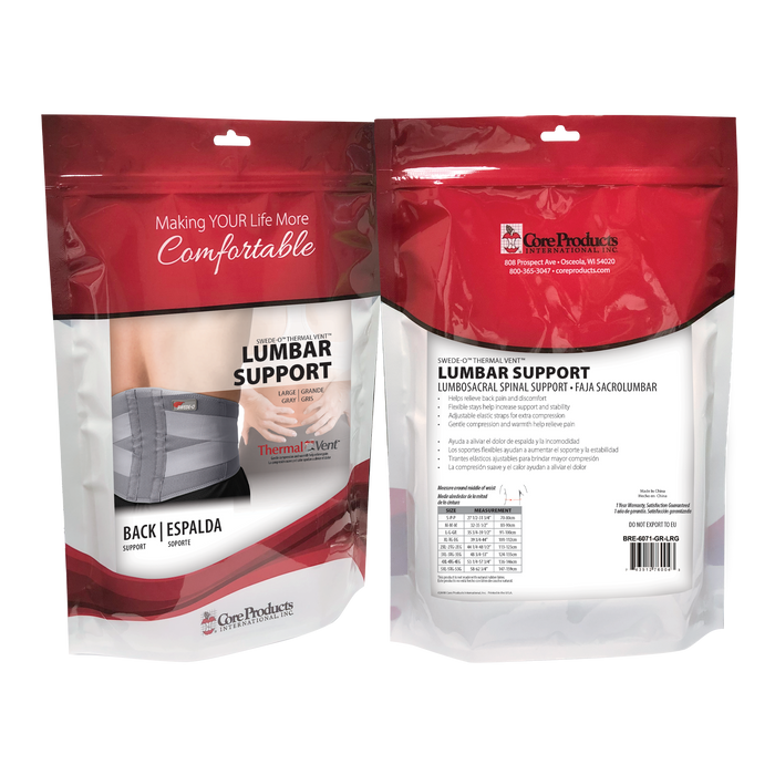 Core Products Core Products BRE-6071-GR-LRG Swede-O Thermal Lumbar Support Supplies reLink Medical