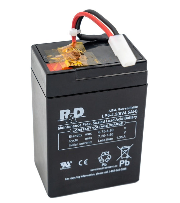 R&D Batteries 6392 6 Volt 4.5Ah SLA Battery