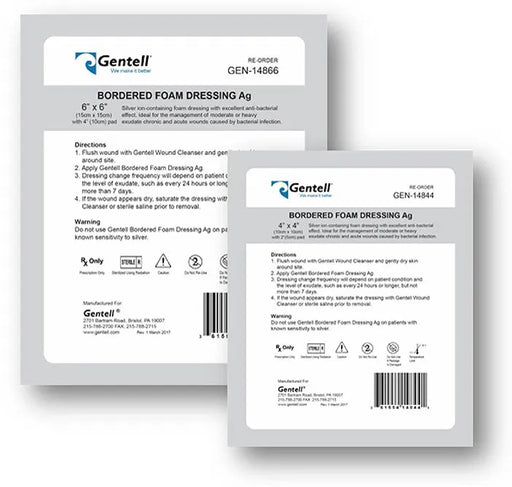 Gentell Gentell GEN-14844 Bordered Foam Ag 4" x 4" Dressing Supplies reLink Medical
