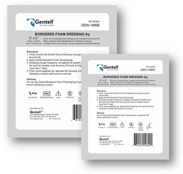 Gentell Gentell GEN-14844 Bordered Foam Ag 4" x 4" Dressing Supplies reLink Medical