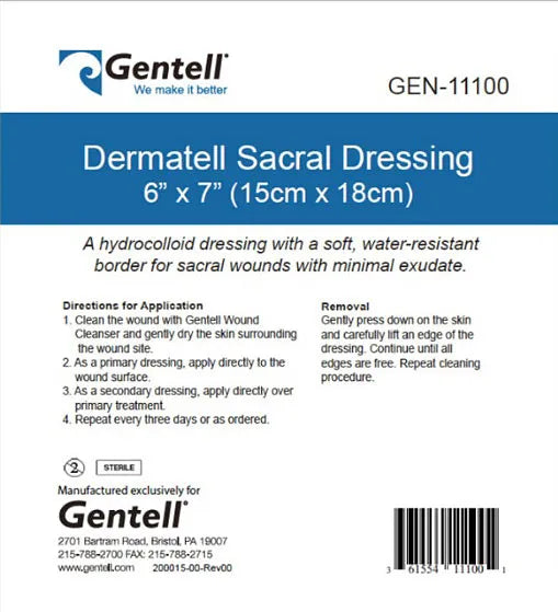 Gentell Gentell 85192 Hydrocolloid Border Dressing Sacral Shape Sterile Supplies reLink Medical