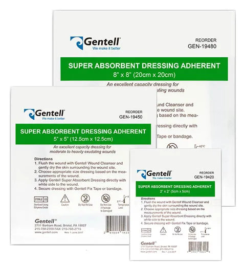 Gentell Gentell GEN-19450 Super Absorbent Dressing Adherent 5" x 5" Supplies reLink Medical