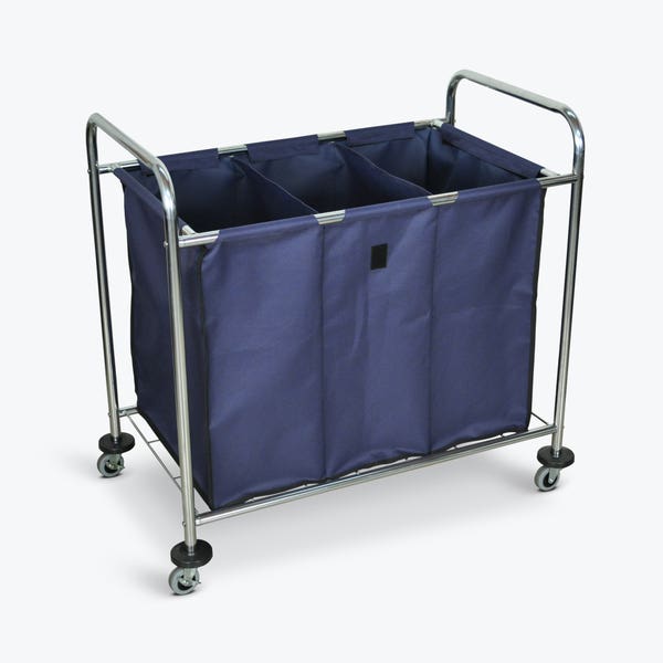 Luxor Luxor HL15 Laundry Cart Steel Frame Divided Canvas Bag - 3 Supplies reLink Medical