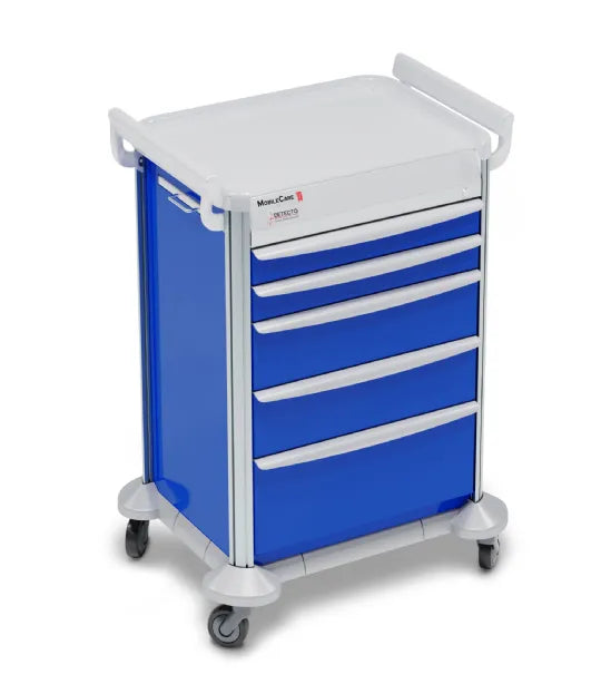 Detecto Detecto 2001611 Mobile Car Medical Cart Blue Keyed Lock Drawer Supplies reLink Medical