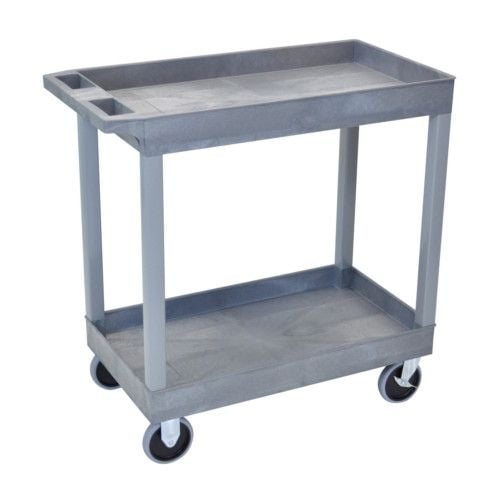 Luxor Luxor EC11HD-G Tub Cart Two Shelves Gray 32"W x 18"D with 5" Supplies reLink Medical