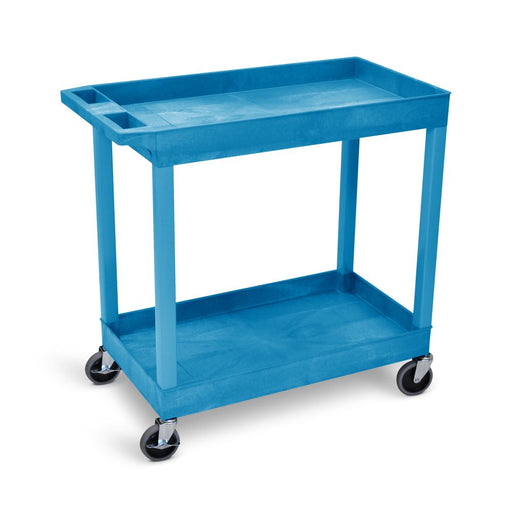 Luxor Luxor EC11HD-BU Tub Cart Two Shelves Blue 32"W x 18"D with 5" Supplies reLink Medical