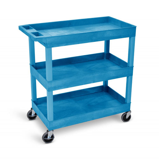 Luxor Luxor EC111HD-BU Tub Cart Three Shelves Blue 32"W x 18"D with 5" Supplies reLink Medical