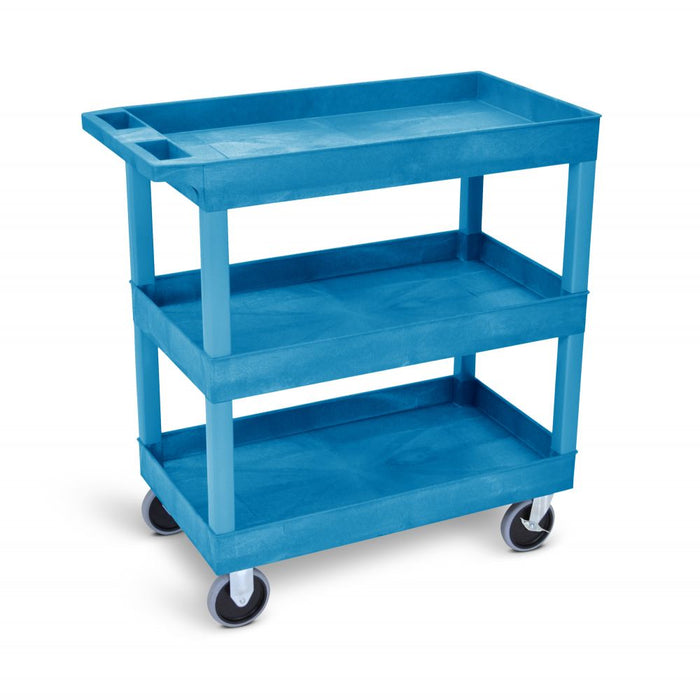 Luxor Luxor EC111-BU Tub Cart Three Shelves Blue 32"W x 18"D with 5" Supplies reLink Medical