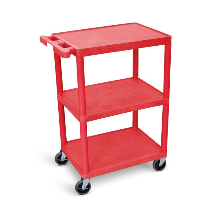 Luxor Luxor HE34-RD Cart Three Shelves Foam Plastic Red 24"W x 18"D x Supplies reLink Medical