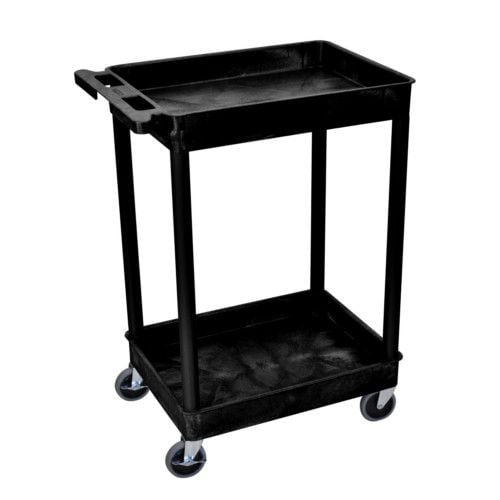 Luxor Luxor STC11-B Tub Cart Two Shelves Black 24"W x 18"D x 37.5"H Supplies reLink Medical