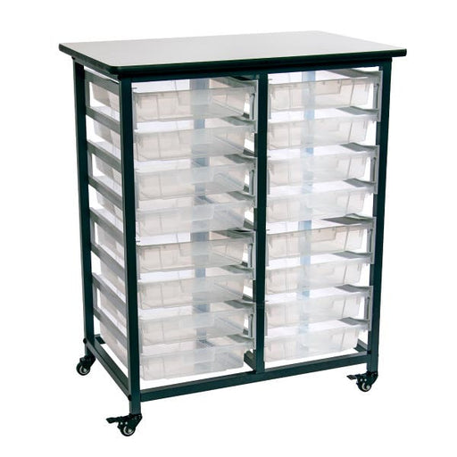 Luxor Luxor MBS-DR-16S-CL Mobile Bin Storage Unit Double Row 3" Deep Medical Furniture reLink Medical