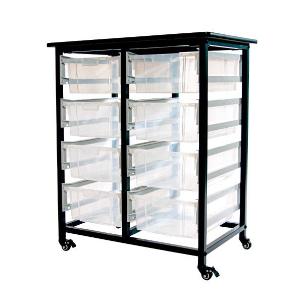 Luxor Luxor MBS-DR-8L-CL Mobile Bin Storage Unit Double Row 6" Deep Large Supplies reLink Medical