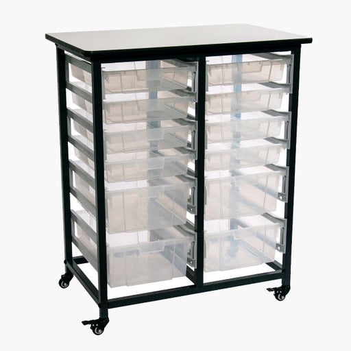Luxor Luxor MBS-DR-8S4L-CL Mobile Bin Storage Unit Double Row 3" Deep Medical Furniture reLink Medical