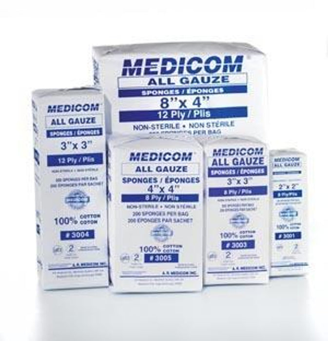 AMD-Medicom AMD-Medicom D-3005 Gauze Sponge 4" x 4" 8-Ply Non-Sterile 200/bg Supplies reLink Medical