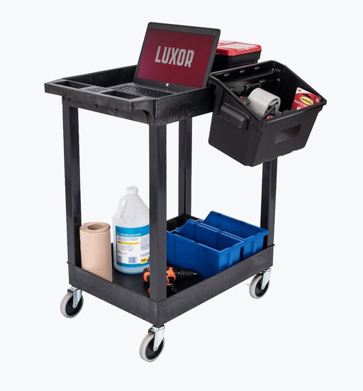 Luxor Luxor SEC11-B-OUTRIG Utility Tub Cart Plastic Two Shelves with Supplies reLink Medical