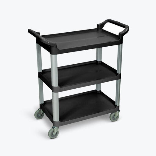 Luxor Luxor SC12-B Serving Cart Three Shelves Black Polypropylene Supplies reLink Medical