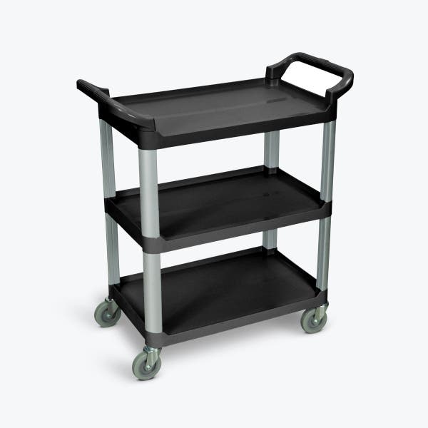 Luxor Luxor SC12-B Serving Cart Three Shelves Black Polypropylene Supplies reLink Medical