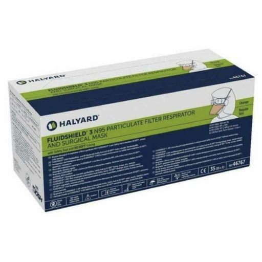 O&M Halyard O&M Halyard 76727 FLUIDSHIELD 3 N95 Mask Regular 35/bx 9 Supplies reLink Medical