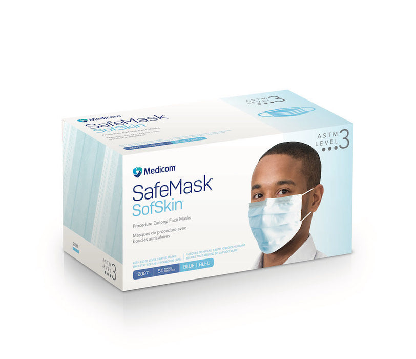 Medicom, Inc. Medicom Inc. 2087 Procedure Earloop Mask ASTM Level 3 Blue 50/bx Supplies reLink Medical