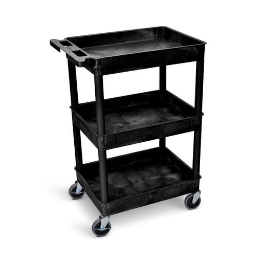 Luxor Luxor STC111-B Tub Cart Three Shelves Black 24"W x 18"D x 36.5"H Supplies reLink Medical