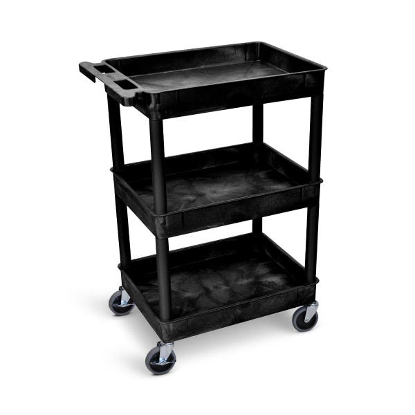 Luxor Luxor STC111-B Tub Cart Three Shelves Black 24"W x 18"D x 36.5"H Supplies reLink Medical