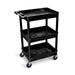 Luxor Luxor STC111-B Tub Cart Three Shelves Black 24"W x 18"D x 36.5"H Supplies reLink Medical