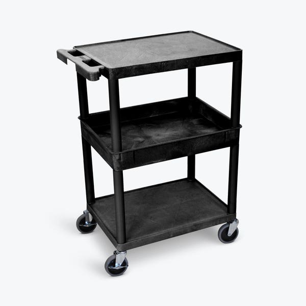 Luxor Luxor STC212-B Utility Cart Flat Top/Bottom Tub Middle Shelf Supplies reLink Medical