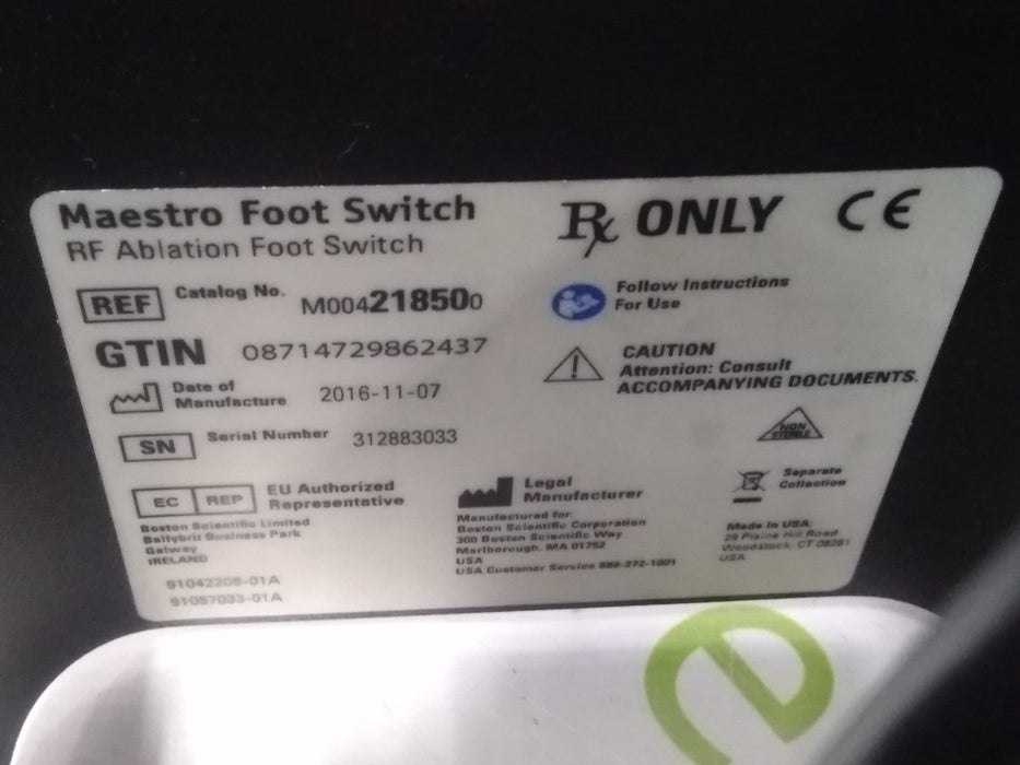 Boston Scientific Boston Scientific 21850 Maestro RF Ablation Foot Switch Accessory Surgical Equipment reLink Medical