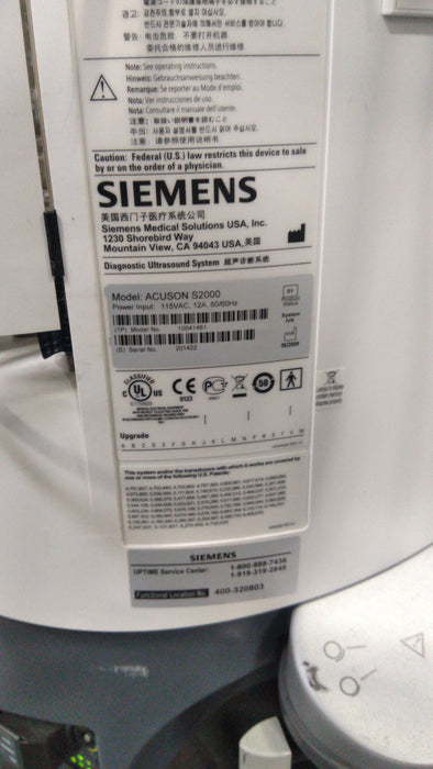 Siemens Medical Siemens Medical Acuson S2000 Diagnostic Ultrasound System Ultrasound reLink Medical