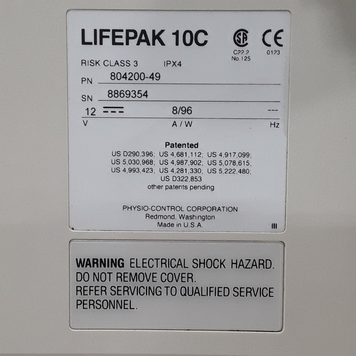 Physio-Control Physio-Control LifePak 10C Defibrilator Monitor Pacemaker Defibrillators reLink Medical