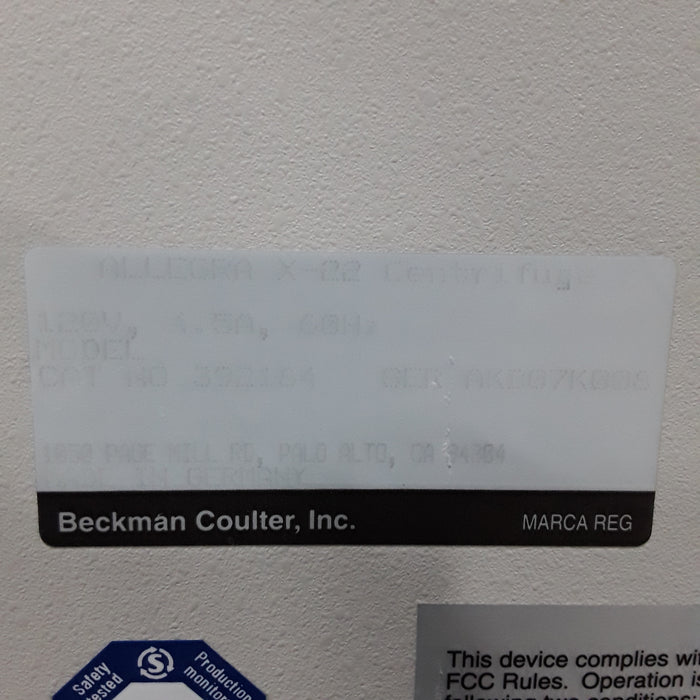 Beckman Coulter Beckman Coulter Allegra X-22 Centrifuge Centrifuges reLink Medical