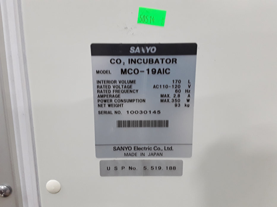 Sanyo Sanyo MCO-19AIC CO2 Incubator Research Lab reLink Medical