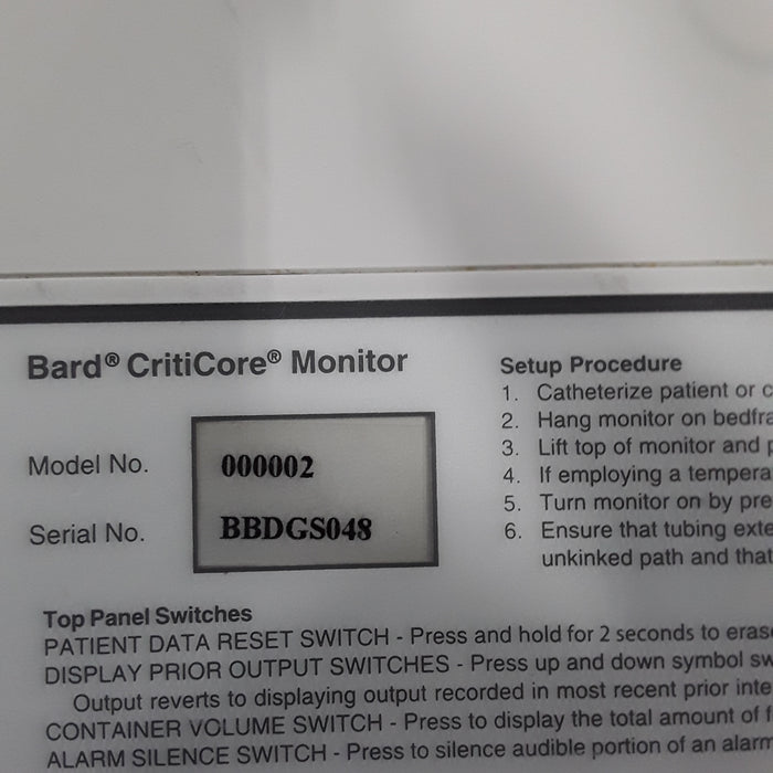 Bard Medical Bard Medical Criticore Fluid Output and Temp Monitor Patient Monitors reLink Medical