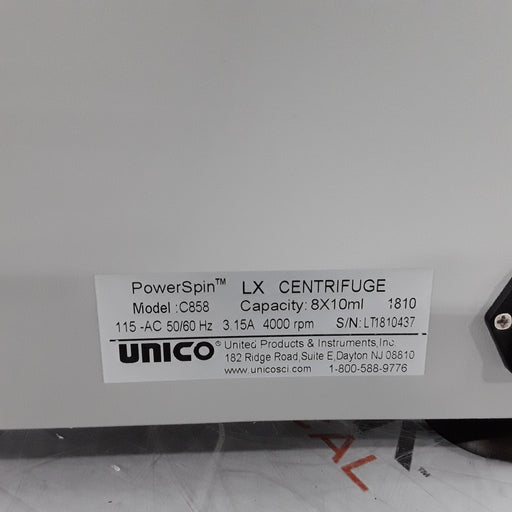 UNICO UNICO C858 PowerSpin LX Centrifuge Centrifuges reLink Medical