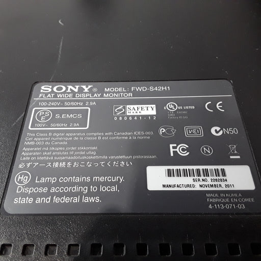 Sony Sony FWD-S42H1 Full HD Thin Bezel LCD Industrial Equipment reLink Medical