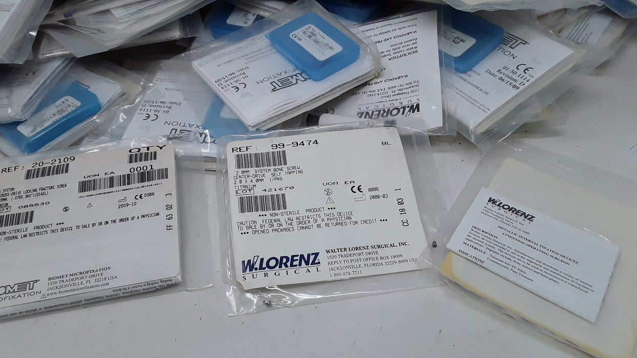Biomet, Inc. Biomet, Inc. W. Lorenz Surgical Lot of Implants Plates Screws and More Surgical-Lot reLink Medical