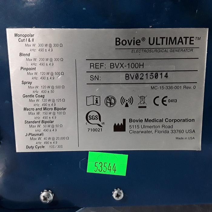 Bovie Medical Corporation Bovie Medical Corporation Ultimate BVX-100H J Plasma Electrosurgical Generator Electrosurgical Units reLink Medical