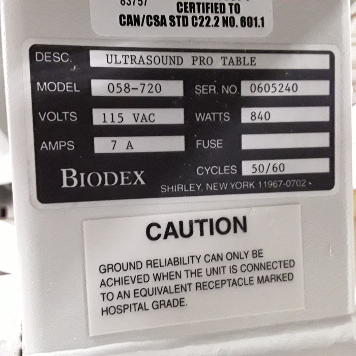 Biodex 058-720 Ultrasound Pro Table