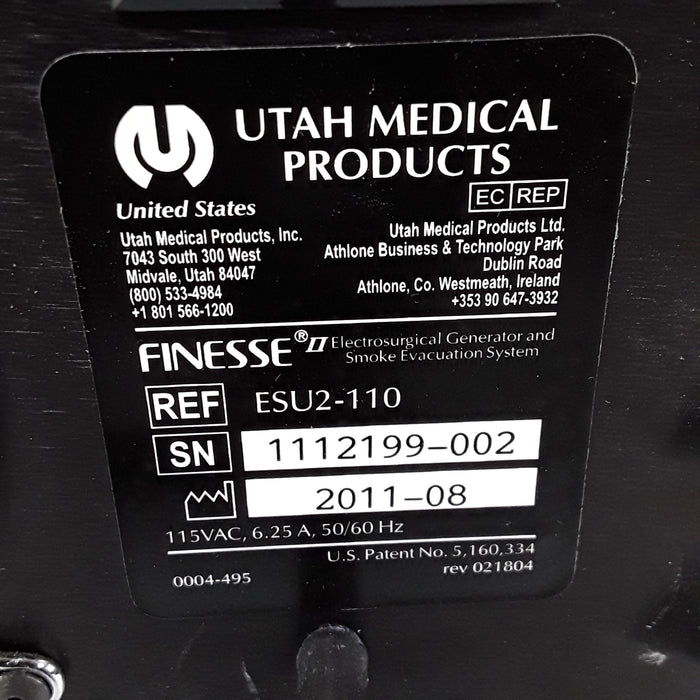 Utah Medical Products Inc. Finesse II ESU Smoke Evacuator
