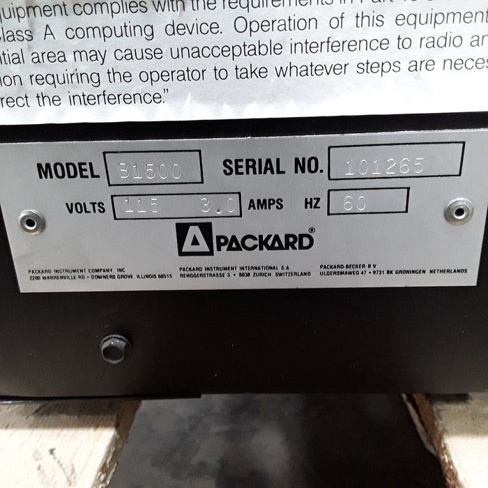 Packard Packard B1500 Tri-Carb Liquid Scintillation Analyzer Research Lab reLink Medical