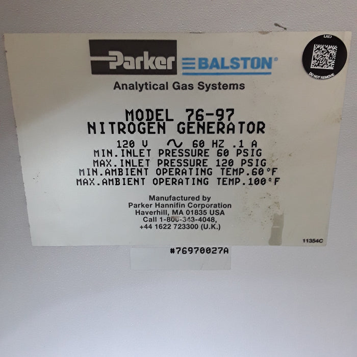 Parker Balston Parker Balston Model 76-97 Zero Air Nitrogen Generator Industrial Equipment reLink Medical