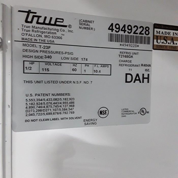 True Manufacturing Co Inc T-23F One Section Reach In Freezer