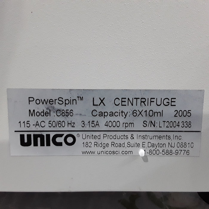 UNICO UNICO C856 PowerSpin LX Centrifuge  reLink Medical