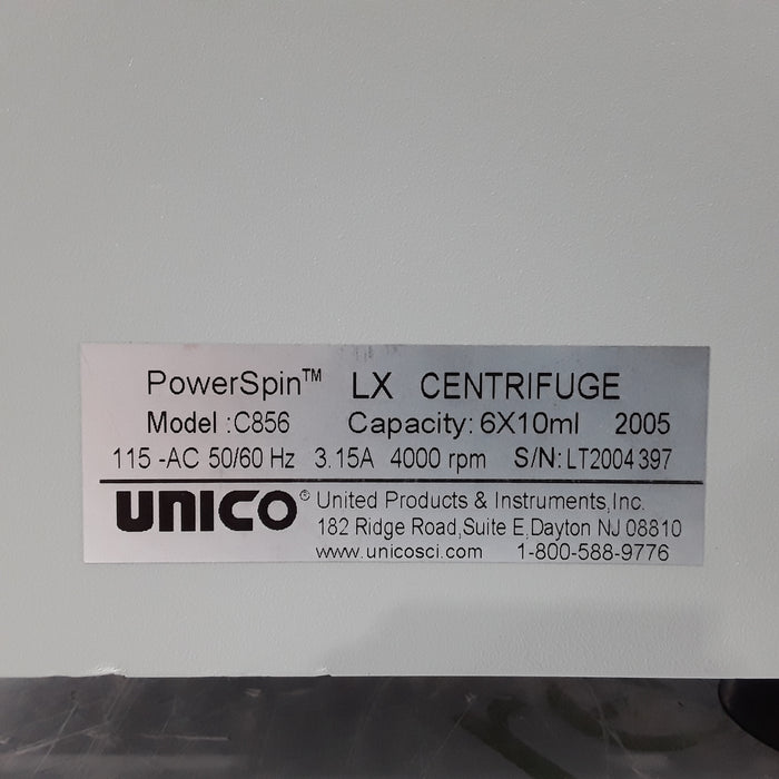UNICO UNICO C856 PowerSpin LX Centrifuge  reLink Medical