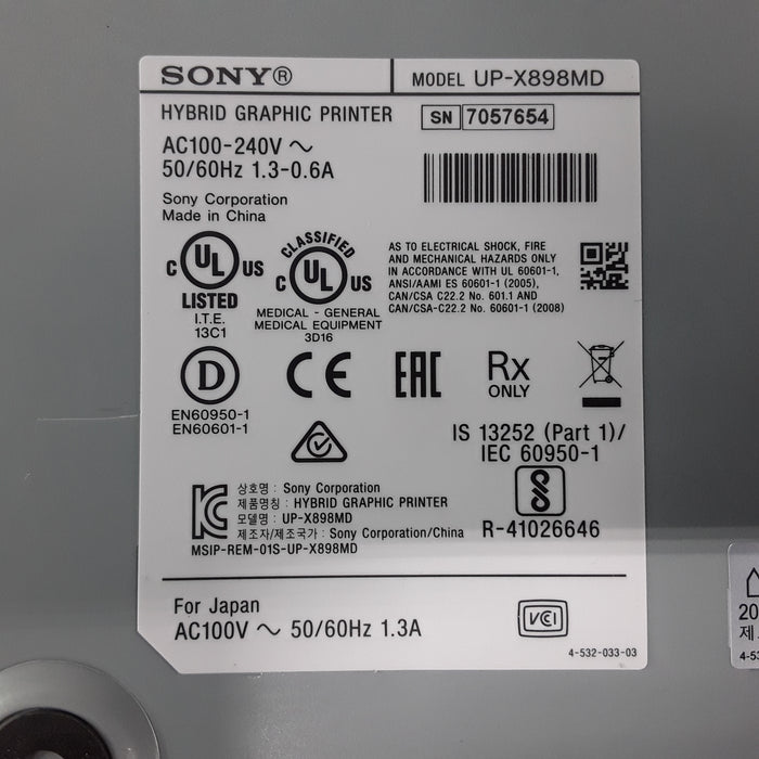 Sony Sony UP-X898MD Hybrid Graphic Printer CR and Imagers reLink Medical