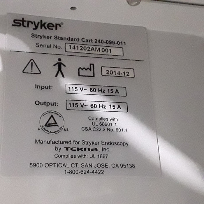 Stryker Medical Stryker Medical 240-099-011 Standard Cart Medical Furniture reLink Medical