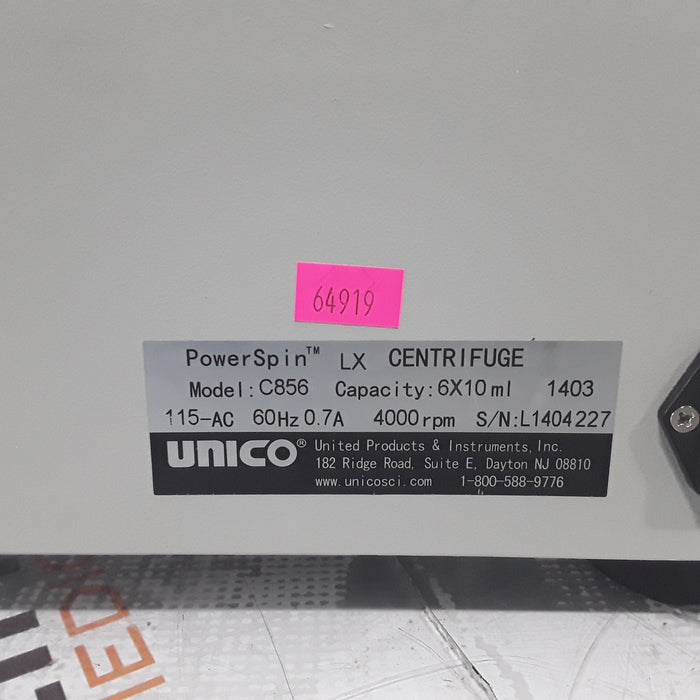 UNICO UNICO C856 PowerSpin LX Centrifuge Centrifuges reLink Medical