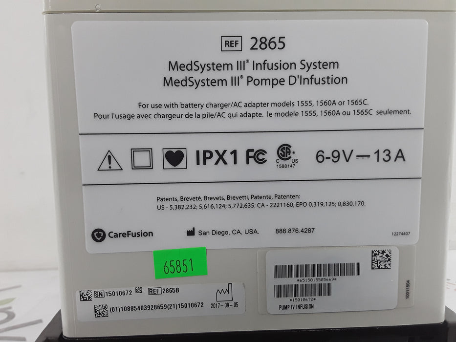 CareFusion CareFusion 2865 Medsystem III IV Pump Infusion Pump reLink Medical